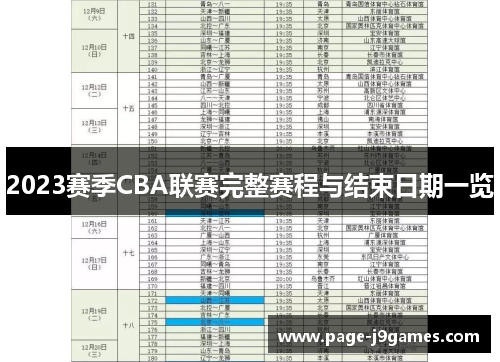 2023赛季CBA联赛完整赛程与结束日期一览